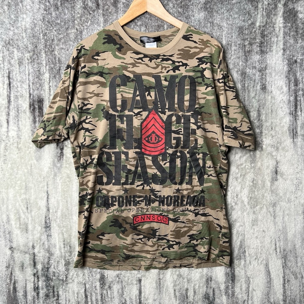 Capone-N-Noreaga CNN Camo Graphic Tee Camouflage Season XL Hip Hop Rap Shirt
